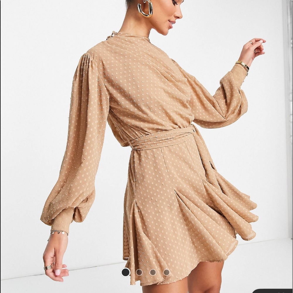 ASOS DESIGN high neck pleated mini dress